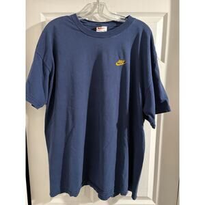Vtg 90s Nike Navy Blue Shirt Sz 2XL Yellow Check White Tag